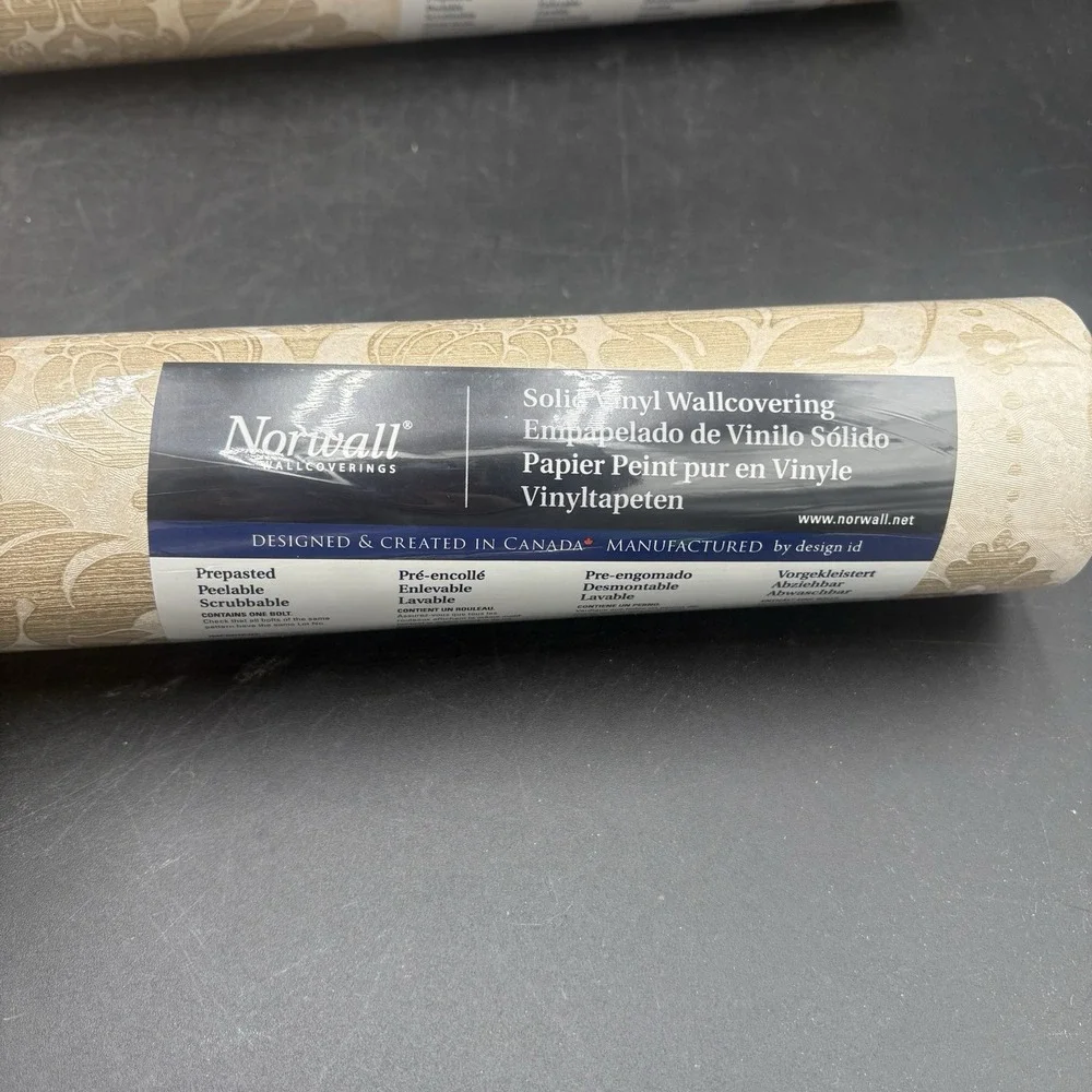 2 Rolls of Vintage Norwall Wallpaper Pre-pasted Golden Design